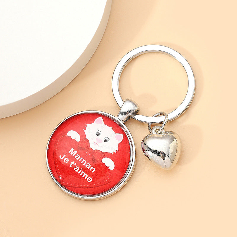 Wholesale Glass Mother's Day Love Time Stone Keychain